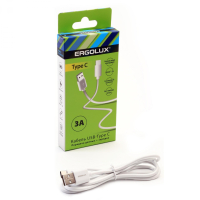 Кабель ERGOLUX ELX-CDC02-C01 USB-Type C 3А, 1,2м зарядка+передача данных коробка белый 96747