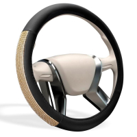 Чехол на руль "MONA LISA Sunshine" OPLM1401 экокожа, со стразами, M, d=38см, золото