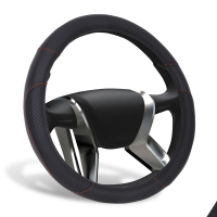 Чехол на руль "AZARD PLAID" экокожа OPLA0160, вставки карбон, прострочка красная, М /черный/