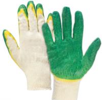 Перчатки х/б латексные 2-ой облив (жёлто/зелёные) 1 пара