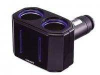 Разветвитель прикуривателя Carmate 2 Way Socket, 2 гнезда, черный CT779