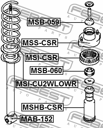 Втулка амортизатора MSB-059/MR554369 заднего Febest