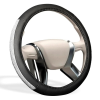 Чехол на руль "MONA LISA Sunshine" OPLM1301 экокожа, со стразами, M, d=38см, серебро