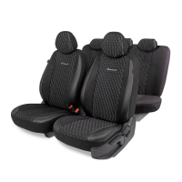 Авточехлы "AUTOPROFI Premium Black Ice" ICE-1107 BK/D.GY "Ледяной шёлк", лён, экокожа 11пр, чёрн/т.серый