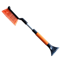 Щетка для снега со скребком, телескопическая "BARBELL" длина 53-69см, цвет оранжевый IC7571