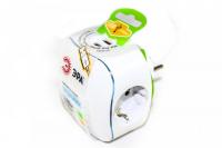 Тройник 3 гнезда 220V + 2xUSB 2000mA, c заземлением, со шторками (белый) (6/36/864) SP-3e-USB-2A ЭРА