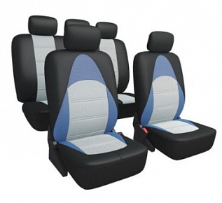Авточехлы "CarFort Active" AC-3003 с дышащей 3D сеткой, комплект, черно-синий, 13 предметов