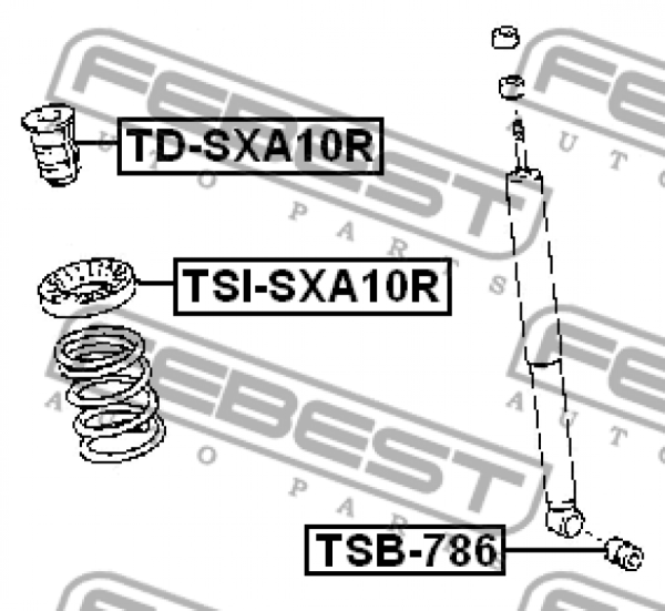 Проставка пружины  Febest TSI-SXA10R (48257-42010) задней, верхняя