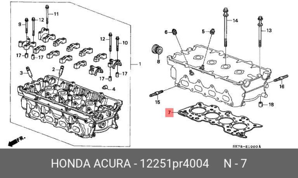 Прокладка ГБЦ HONDA В18А (12251PR4A12, 12251PR4004)