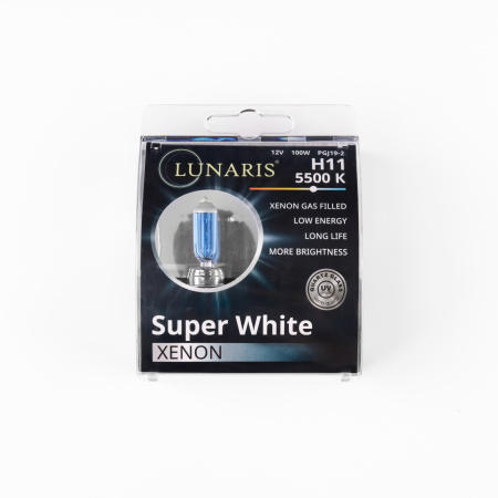 Лампа галогенная H11 12V 100W PGJ19-2 Super White 5500K (компл. 2шт) LUNARIS