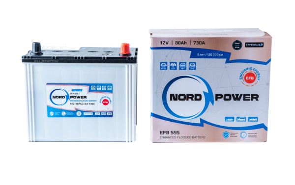 Аккумулятор NORD POWER EFB S95 (D26L) 80A/h (пусковой ток 730А) Start-Stop/Гибрид