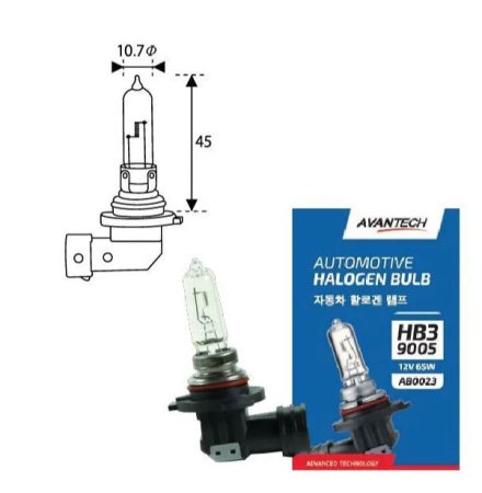 Лампа головного света 9005 (HB3) 12V 65W AB0023 Avantech