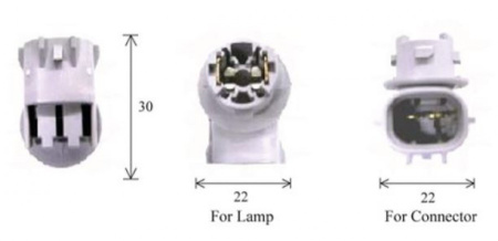 Разъем для лампы дополнительного освещения T10 and T16 W2,1x9,5d  C1583C Koito