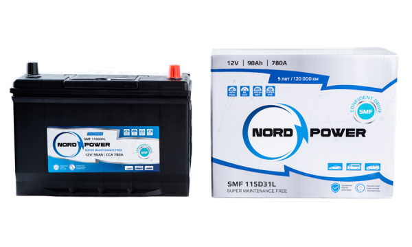 Аккумулятор NORD POWER SMF 115D31L 90A/h (пусковой ток 780А)