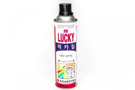 Краска Lucky ЧЕРНАЯ ГЛЯНЦЕВАЯ 305, аэрозоль, 530 мл, Южная Корея