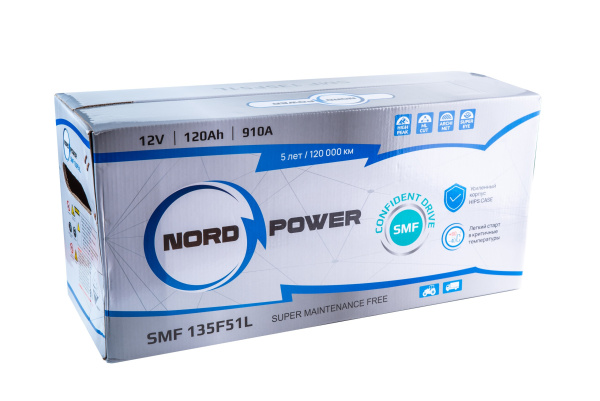 Аккумулятор NORD POWER SMF 135F51L 120A/h (пусковой ток 910А)