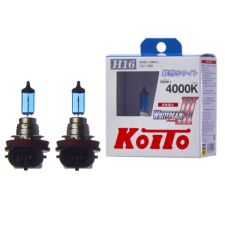 Лампа высокотемпературная Koito Whitebeam H16 12V 19W 4000K (комплект 2 шт.) P0749W