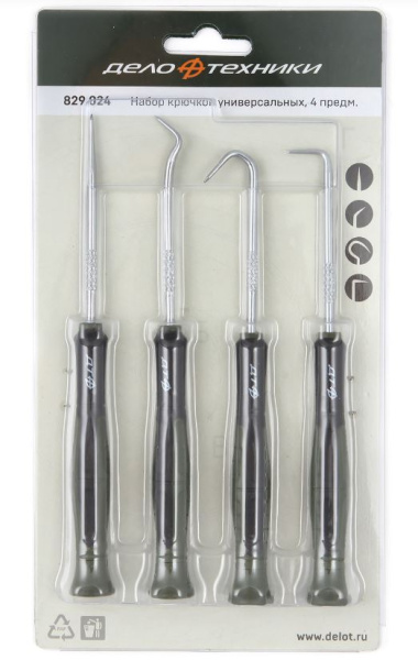 Набор крючков универсальных ДЕЛО ТЕХНИКИ 829024 для слесарных работ, 4 предмета