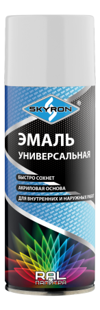 Эмаль акриловая универсальная SKYRON SR-19003 (RAL 9003) БЕЛАЯ, 520мл