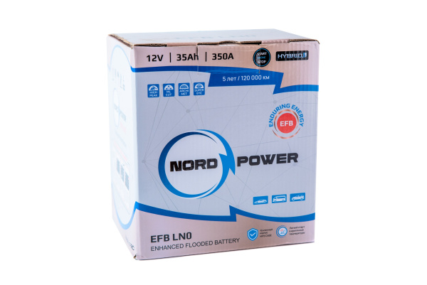 Аккумулятор NORD POWER EFB LN0 35A/h (пусковой ток 350А) Start-Stop/Гибрид