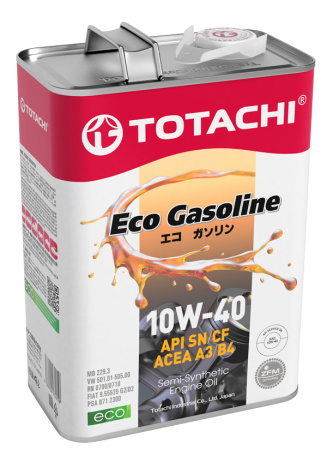 Масло моторное TOTACHI Eco Gasoline 10w40 SN/CF ACEA A3/B4 полусинтетика 4л