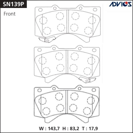 Тормозные колодки дисковые 755 (A1N156/SN139P) Advics
