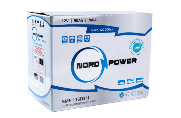 Аккумулятор NORD POWER SMF 115D31L 90A/h (пусковой ток 780А)