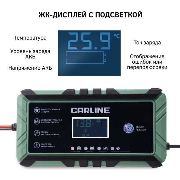 Зарядное устройство импульсное автоматическое для свинцово-кислотных аккумуляторов CA-8A CARLINE