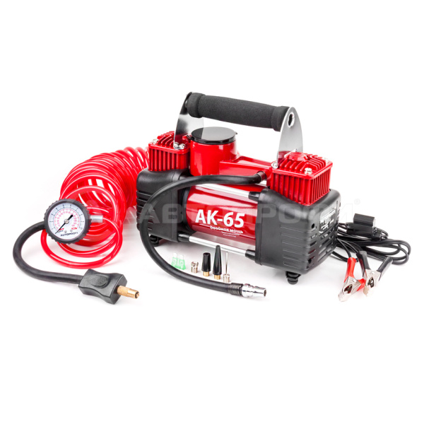 Компрессор AUTOPROFI AK-65, 65л/мин, 12V, 10атм, 30A, 300W, двухпоршневой, металл