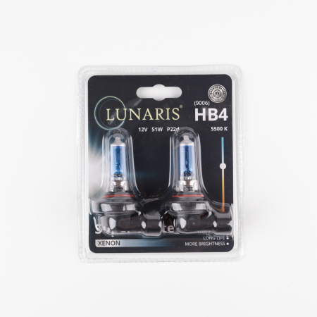 Лампа галогенная HB4/9006 12V 51W P22d Super White 5500K (2шт. на блистере) LUNARIS
