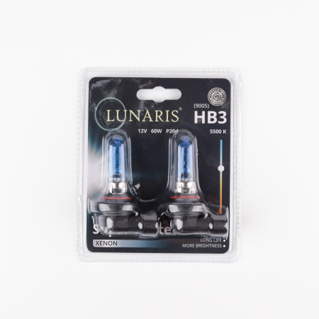 Лампа галогенная HB3/9005 12V 60W P20d Super White 5500K (2шт. на блистере) LUNARIS