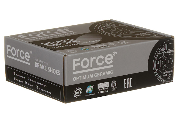 Колодки тормозные барабанные FORCE RS-K1264/GS-01264/FN-1264 Optimum ceramic (41060CA093,D10601AA0A)