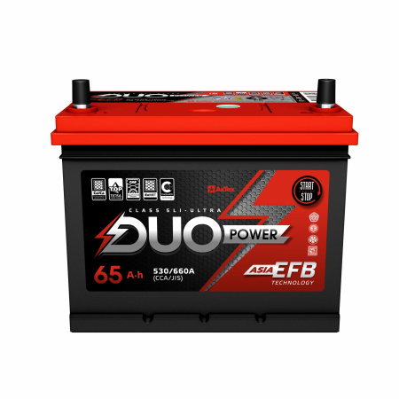 Аккумулятор DuoPower Asia EFB 65 а/h 6CT-65 EFB 75D23R Пуск ток 530/660А (EN/JIS) правый