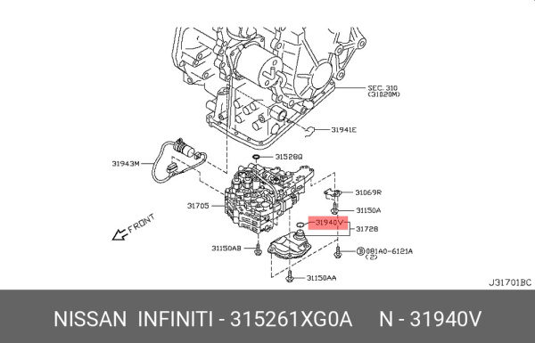 Кольцо уплотнительное фильтра вариатора 315261XG0A
