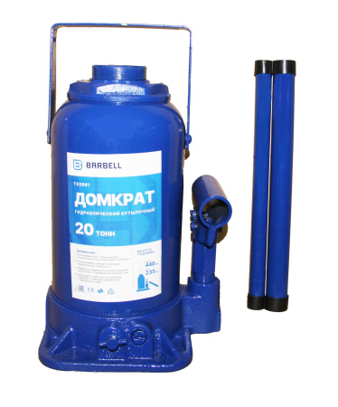 Домкрат  гидравлический бутылочный с предохр. клапаном  20Т (подъем 235/440мм) TS2001 BARBELL