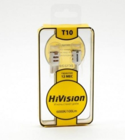 Лампа светодиодная "HiVision" T10, 6000K 3W,T10-O,Philps,200 люмен.,белый 2шт.