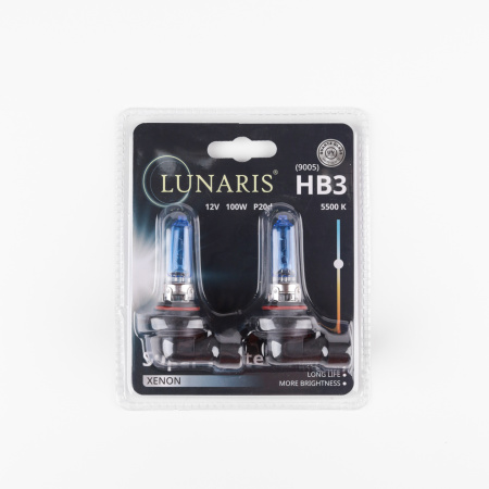 Лампа галогенная HB3/9005 12V 100W P20d Super White 5500K (2шт. на блистере) LUNARIS