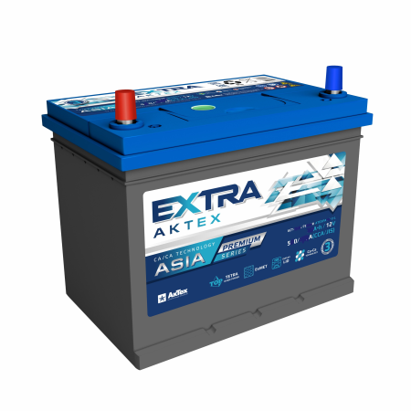 Аккумулятор АкТех Extra Premium Asia 58A/h, 6СТ-58L, 58-3-L, 75B24R, 12V, 520/650A правый