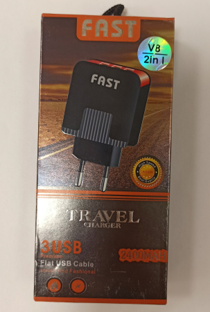 Зарядное устройство + вилка JS-2530 3USB КНР