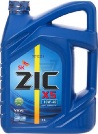 Масло моторное ZIC X5 DIESEL 10w40 CI-4/SL 6л полусинтетическое