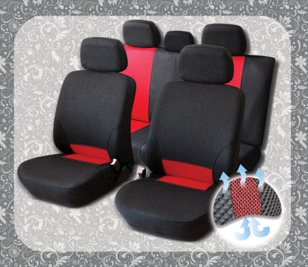 Чехлы на сиденья "Akuba Дышащие FAS-5" DY5/BK-RD черно-красные, комплект