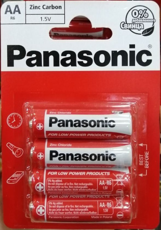 Батарейка Panasonic R06 AA Zinc Carbon 4BP (цена за блистер)