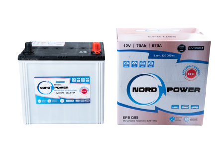 Аккумулятор NORD POWER EFB Q85 (D23L) 70A/h (пусковой ток 670А) Start-Stop/Гибрид