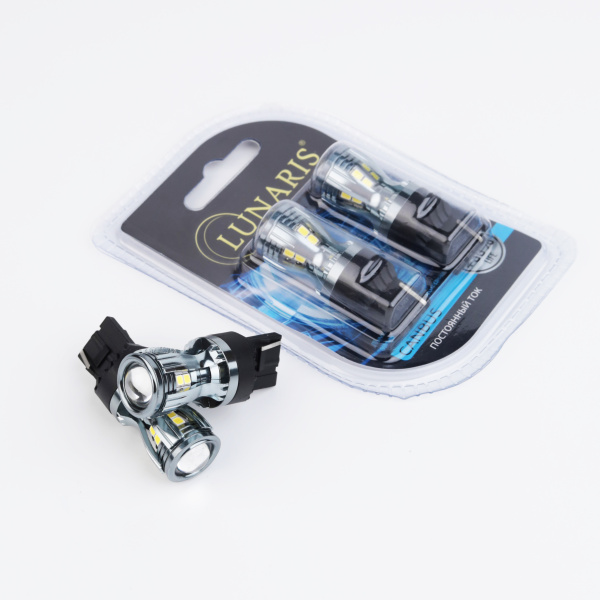 Лампы светодиодные LUNARIS 12-24V, T20, W21/5W, 14LED (ЛИНЗА,CANBUS) (компл. 2шт) арт.14LEDW21/5W