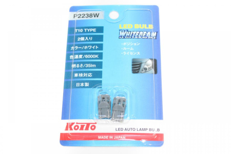 Лампа светодиодная Koito P2238W 12V LED T10 6000K