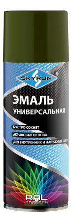 SR-16003 Эмаль универсальная акриловая SKYRON "ОЛИВКОВО-ЗЕЛЕНАЯ" (RAL 6003) (аэрозоль) 520мл.