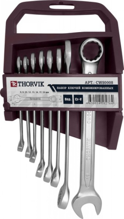 Набор ключей гаечных комбинированных на держателе, 8-19 мм, 8 предметов CWS0008 THORVIK