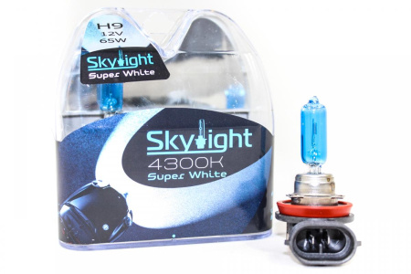 H9 12V65W S/W Комплект ламп галогенных Solarzen,синее стекло,белый свет