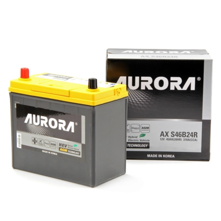 Аккумулятор AURORA JIS AGM AX S46B24R (пусковой ток 370A, 236x127x224, 45A/h, полярность прямая)