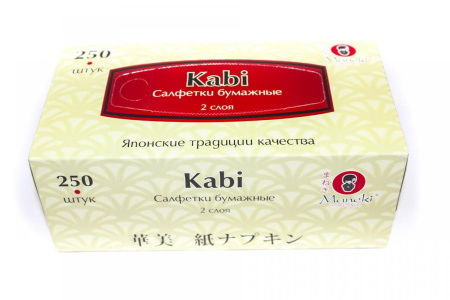 Салфетки бумажные "Maneki Kabi" 2 слоя, белые FT371 (250шт/коробка)